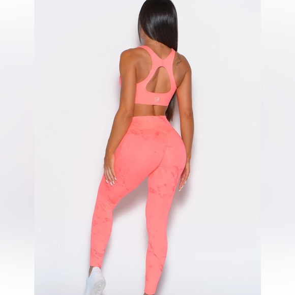 Bombshell Sportswear Coral Pink Marble Leggings - Picture 4 of 6